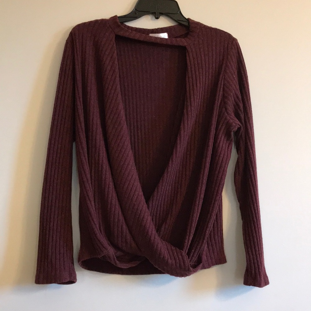 Maroon open front sweater